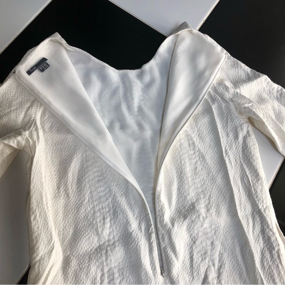 Vince Sheath Dress Textured Snake Print 3/4 Length Sleeves Mod Retro White sz 12 - Picture 8 of 11